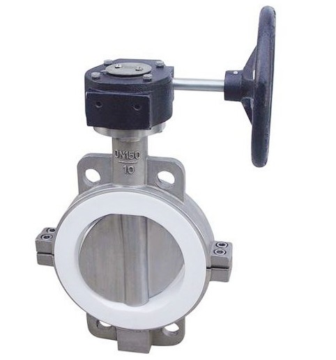 蝸輪對夾襯氟蝶閥_蝸輪對夾不銹鋼蝶閥-灑水車配件4