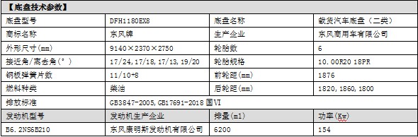 國六15噸東風天錦灑水車底盤技術參數 國六15噸東風天錦灑水車底盤技術參數